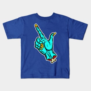 Pick Your Nose Zombie Pointing Finger Blue Cartoon T-Shirt Kids T-Shirt